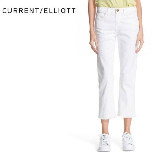 Current/Elliott The Cropped Flip Flop White Jean - Picture 5 of 5